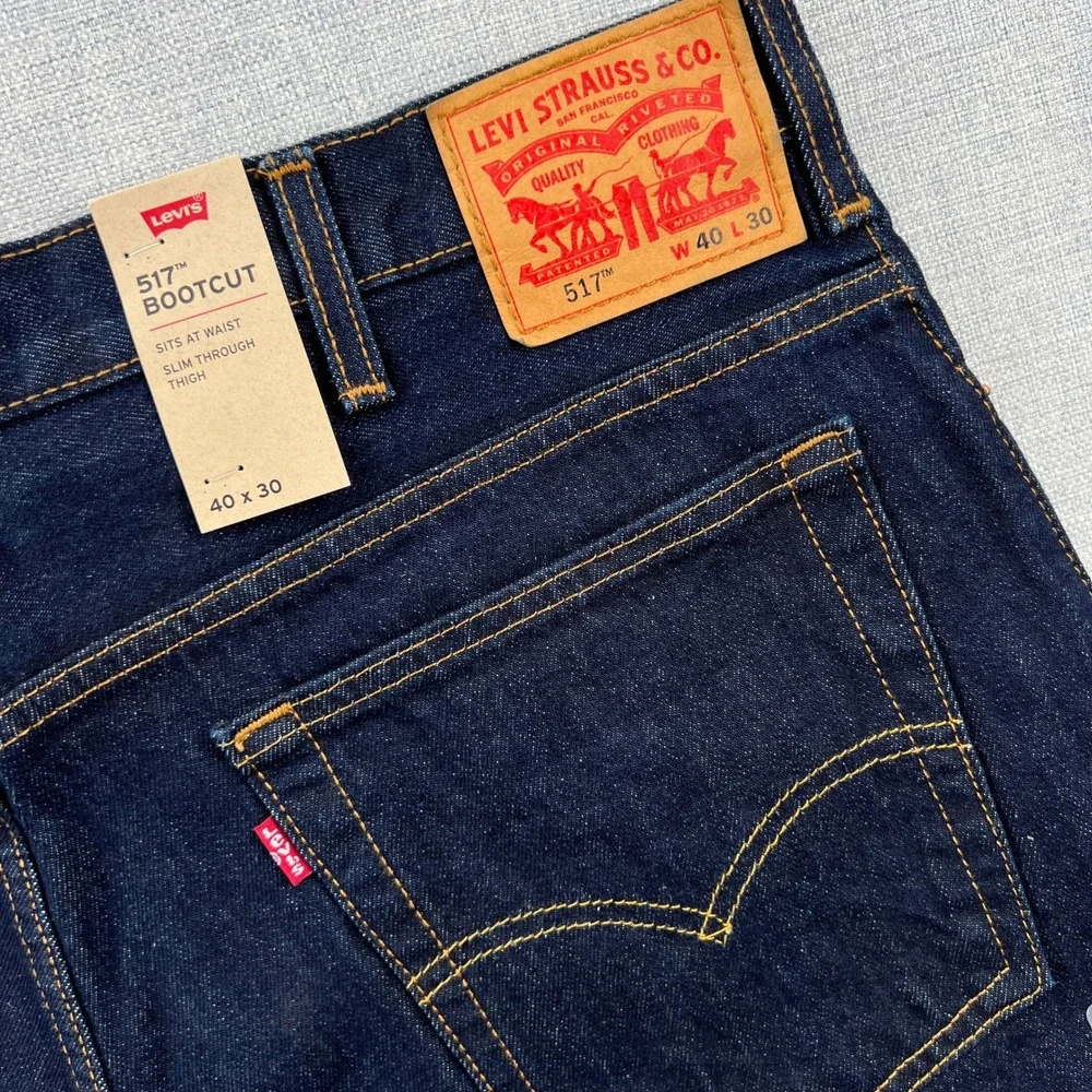 NEW Levis 517 Bootcut Jeans Mens 40x30 Dark Wash Indigo Blue Rigid Cotton Cowboy